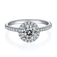 Simple Style Solid Color Sterling Silver Plating Diamond Moissanite White Gold Plated Rings main image 5
