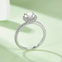 Simple Style Solid Color Sterling Silver Plating Diamond Moissanite White Gold Plated Rings main image 3