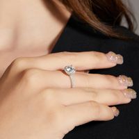 Simple Style Solid Color Sterling Silver Plating Diamond Moissanite White Gold Plated Rings main image 2