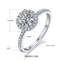 Simple Style Solid Color Sterling Silver Plating Diamond Moissanite White Gold Plated Rings sku image 1