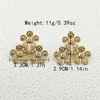 1 Pair Simple Style Flower Plating Inlay 304 Stainless Steel Zircon Gold Plated Ear Studs main image 2