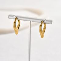 1 Par Estilo IG Básico Forma De Corazón Enchapado Acero Inoxidable 201 Chapados en oro de 18k Aretes main image 3