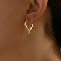 1 Pair IG Style Basic Heart Shape Plating 201 Stainless Steel 18K Gold Plated Earrings main image 1