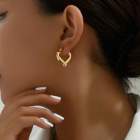 1 Pair IG Style Basic Heart Shape Plating 201 Stainless Steel 18K Gold Plated Earrings main image 4