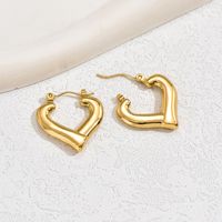 1 Pair IG Style Basic Heart Shape Plating 201 Stainless Steel 18K Gold Plated Earrings main image 5