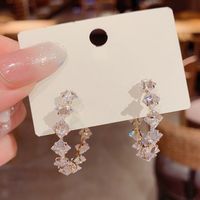 1 Pair Lady Glittery Plating Inlay Alloy Copper Alloy Rhinestones Gold Plated Drop Earrings sku image 7