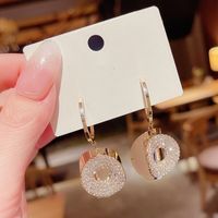 1 Pair Lady Glittery Plating Inlay Alloy Copper Alloy Rhinestones Gold Plated Drop Earrings sku image 5