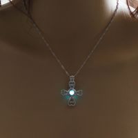 Retro Moon Water Droplets Alloy Luminous Hollow Out Women's Men's Pendant Necklace sku image 14