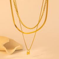 Alloy Iron Vacation Simple Style Layered Plating Lock Layered Necklaces main image 4