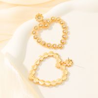 2 Pieces Glam Lady Heart Shape Plating Inlay Alloy Glass 14k Gold Plated Drop Earrings main image 3