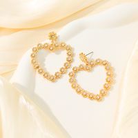 2 Pieces Glam Lady Heart Shape Plating Inlay Alloy Glass 14k Gold Plated Drop Earrings main image 4