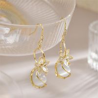 1 Pair Elegant Lady Flower Plating Inlay Copper Alloy Opal Zircon 18k Gold Plated Drop Earrings main image 1