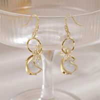 1 Pair Elegant Lady Flower Plating Inlay Copper Alloy Opal Zircon 18k Gold Plated Drop Earrings main image 4