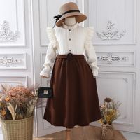 Elegant Solid Color Polyester Girls Clothing Sets sku image 2