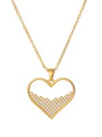 Elegant Classic Style Heart Shape Copper Plating Inlay Zircon 18k Gold Plated Pendant Necklace main image 3