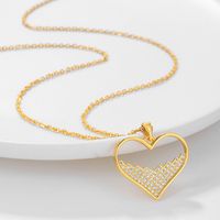 Elegant Classic Style Heart Shape Copper Plating Inlay Zircon 18k Gold Plated Pendant Necklace main image 4