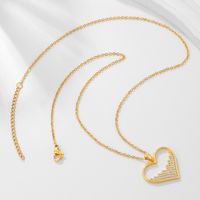 Elegant Classic Style Heart Shape Copper Plating Inlay Zircon 18k Gold Plated Pendant Necklace main image 5