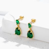 1 Pair French Style Simple Style Korean Style Water Droplets Inlay Copper Zircon Drop Earrings main image 10