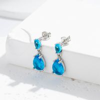 1 Pair French Style Simple Style Korean Style Water Droplets Inlay Copper Zircon Drop Earrings main image 7
