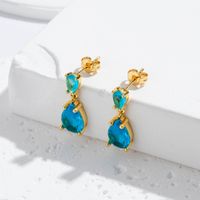 1 Pair French Style Simple Style Korean Style Water Droplets Inlay Copper Zircon Drop Earrings main image 3