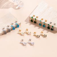 1 Pair French Style Simple Style Korean Style Water Droplets Inlay Copper Zircon Drop Earrings main image 2