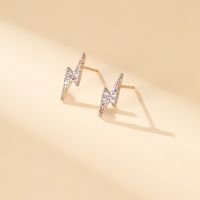 1 Pair Simple Style Cool Style Lightning Plating Inlay Copper Copper Alloy Zircon 18k Gold Plated Ear Studs main image 4