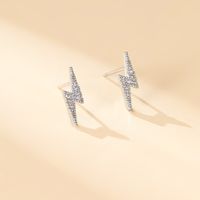 1 Pair Simple Style Cool Style Lightning Plating Inlay Copper Copper Alloy Zircon 18k Gold Plated Ear Studs main image 3
