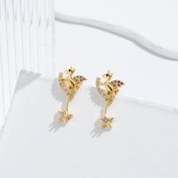 1 Paire À La Française Style Simple Style Coréen Licorne Œil Ailes Incruster Le Cuivre Zircon Des Boucles D'oreilles main image 4