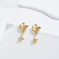 1 Pair French Style Simple Style Korean Style Unicorn Eye Wings Inlay Copper Zircon Earrings sku image 2