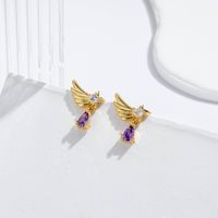 1 Pair French Style Simple Style Korean Style Unicorn Eye Wings Inlay Copper Zircon Earrings sku image 1