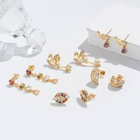1 Pair French Style Simple Style Korean Style Unicorn Eye Wings Inlay Copper Zircon Earrings main image 1