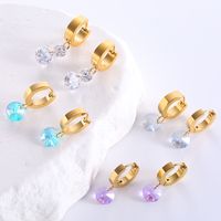 1 Pair Casual Sweet Geometric Plating Inlay Stainless Steel Zircon 18k Gold Plated Drop Earrings main image 1