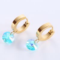 1 Pair Casual Sweet Geometric Plating Inlay Stainless Steel Zircon 18k Gold Plated Drop Earrings sku image 1