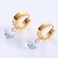 1 Pair Casual Sweet Geometric Plating Inlay Stainless Steel Zircon 18k Gold Plated Drop Earrings sku image 3