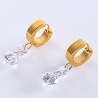 1 Pair Casual Sweet Geometric Plating Inlay Stainless Steel Zircon 18k Gold Plated Drop Earrings sku image 4