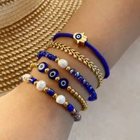 Retro Eye Stainless Steel Artificial Crystal Natural Stone 18K Gold Plated Bracelets In Bulk main image 1