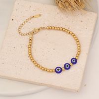 Retro Eye Stainless Steel Artificial Crystal Natural Stone 18K Gold Plated Bracelets In Bulk main image 5