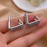 1 Pair Y2K Hip-Hop Simple Style Triangle Plating Inlay Copper Zircon Ear Studs main image 4