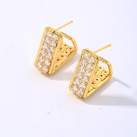 1 Pair Y2K Hip-Hop Simple Style Triangle Plating Inlay Copper Zircon Ear Studs main image 1