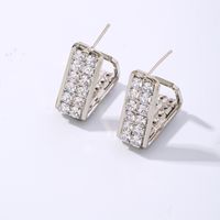 1 Pair Y2K Hip-Hop Simple Style Triangle Plating Inlay Copper Zircon Ear Studs main image 2