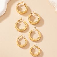 Wholesale Jewelry Simple Style Circle Alloy Gold Plated Plating Hoop Earrings main image 4