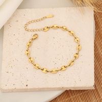 Stainless Steel Shell 18K Gold Plated Lady Simple Style Beaded Eye Bracelets sku image 2