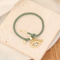 Stainless Steel Shell 18K Gold Plated Lady Simple Style Beaded Eye Bracelets sku image 4
