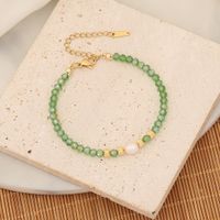 Stainless Steel Shell 18K Gold Plated Lady Simple Style Beaded Eye Bracelets sku image 3