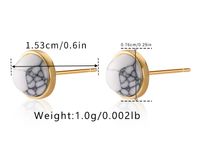 Simple Style Round Copper Plating Inlay Turquoise Ear Studs 1 Pair sku image 4