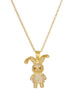 Elegant Rabbit Moon Heart Shape Copper Plating Inlay Zircon 18k Gold Plated Earrings Necklace sku image 1