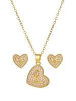Elegant Rabbit Moon Heart Shape Copper Plating Inlay Zircon 18k Gold Plated Earrings Necklace sku image 3