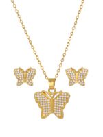 Elegant Rabbit Moon Heart Shape Copper Plating Inlay Zircon 18k Gold Plated Earrings Necklace sku image 4