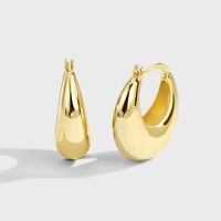 1 Pair Casual Elegant Commute Solid Color Scallop Plating Copper 18k Gold Plated Hoop Earrings main image 1