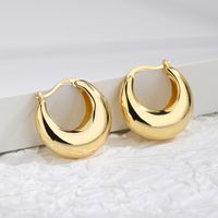 1 Pair Casual Elegant Commute Solid Color Scallop Plating Copper 18k Gold Plated Hoop Earrings main image 5